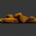 Heap of Golden Whole Almonds on Dark Background with Smooth Surface