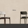 Modern Wooden Dining Chairs With White And Black Design On Beige Wall Background