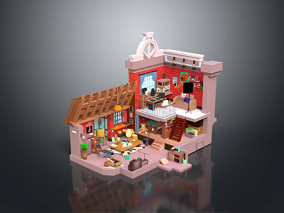 Cartoon Bedroom Cartoon Room Game Bedroom Children Bedroom Creative Bedroom Animation Bedroom 3d model