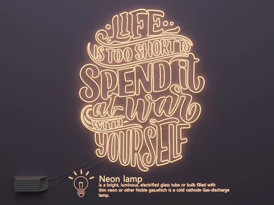 Neon Lamp Combination With Cursive Text Design Glowing Warm Light For Wall Decor 3d model