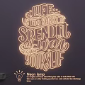 Neon Lamp Combination With Cursive Text Design Glowing Warm Light For Wall Decor 3d model