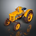 Vintage Yellow Classic Tractor With Large Wheels And Retro Rustic Design