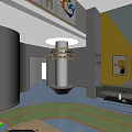 Modern Qidia English School Interior Design With World Map Bookshelves And Staircase