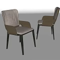 Modern Upholstered Dining Chairs With Beige Seat Dark Brown Backrest And Black Legs