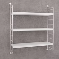 Minimalist White Wall Shelf With Metal Frame And Three Tier Shelves For Home Storage