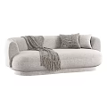 Plush Curved Linen Loveseat Sofa With Decorative Pillows And Tassel Throws For Cozy Living Room