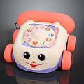 Electric Toy Phone With Cartoon Face Number Buttons And Pink Wheels For Kids Play