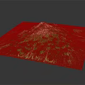Detailed 3D Garden Landscape Model Featuring Green Vegetation And Snowy Hilltop