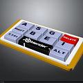 Electronic Keyboard With Yellow Frame Blender Logo Function Keys And Letter Buttons