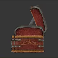 Red Vintage Suitcases Set With Open And Closed Cases And Items Inside