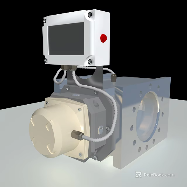 Industrial Equipment Featuring Control Panel Red Button Metal Structure Circular Component And Square Frame 3d model 