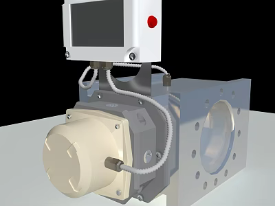 Industrial Equipment Featuring Control Panel Red Button Metal Structure Circular Component And Square Frame 3d model