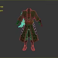 Mythical Character Outfit With Green Robe Red Sash And Creature Claw Weapon