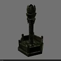 Vintage Style Floor Lamp With Lotus Top Stone Pillar And Hexagonal Moss Covered Base