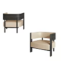 Modern Single Sofa With Dark Frame Light Cushion And Curved Armrest
