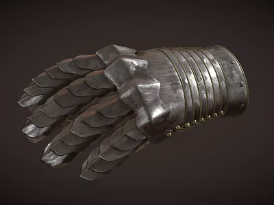 Medieval Metal Gauntlet With Scaled Design And Riveted Protective Armor Details 3d model