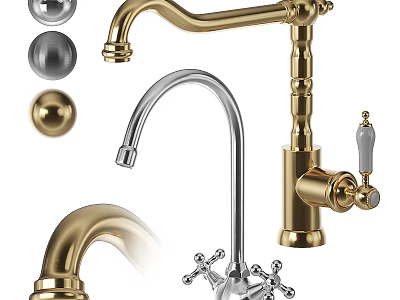Stylish Bathroom Faucets With Brass Chrome Finishes And Modern Vintage Designs 3d model
