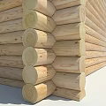 Natural Wooden Log Wall Structure With Smooth Rounded Logs For Cabin