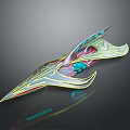 Advanced Futuristic Sleek Spacecraft With Vibrant Geometric Patterns For Deep Space Missions 3d model