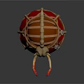 Cartoon Style Warrior Helmet With Braided Structure Animal Skull Decoration Red Fabric And White Tusks