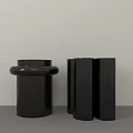 Two Black Modern Coffee Tables One Circular With Tray Top And Cross Shaped Structure 3d model