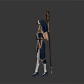 Fantasy Female Mage Character In Blue And White Outfit With Star Shaped Staff