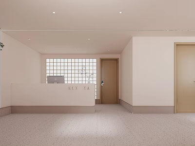 Modern Elevator Lobby Interior With Reception Desk And Lattice Window 3d model