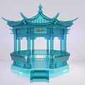Blue Traditional Chinese Pavilion With Ornate Roof And Classic Design Elements