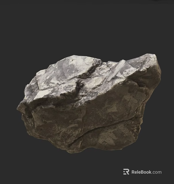 Natural Scene Featuring a Dark Gray Large Rough Textured Rock Formation 3d model 