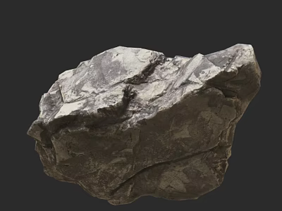 Natural Scene Featuring a Dark Gray Large Rough Textured Rock Formation 3d model