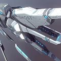 Futuristic Spaceship With Sleek Gray White Design And Blue Glowing Accents 3d model