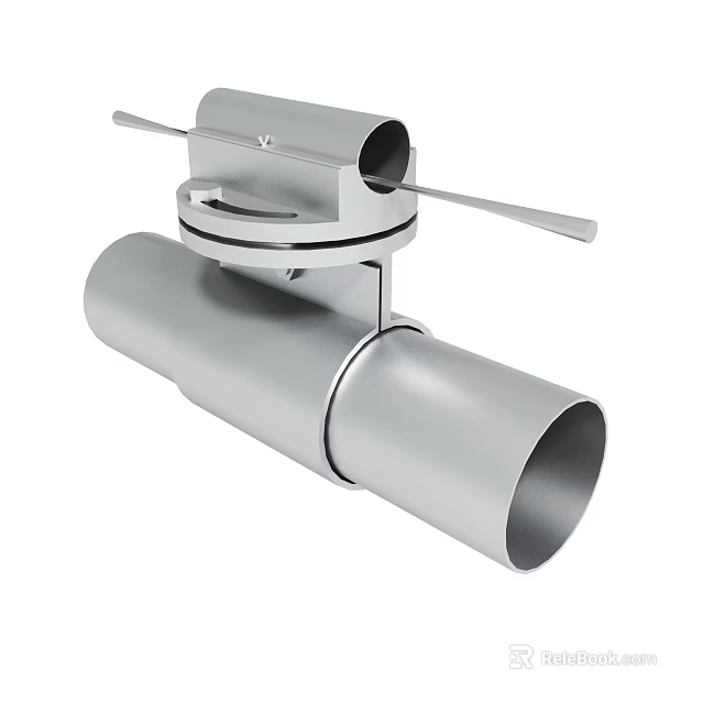 Stainless Steel Pipe Fitting With Adjustable Lever And Dual Cylinder Connections 3d model 