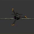 Space and Aerospace 3D Airplane Model Miss Avion Green Camouflage Yellow Orange Accents Wing 33