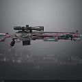 Modern Sniper Rifle In Pink And Cyan With Telescopic Scope Detachable Magazine And Metallic Finish