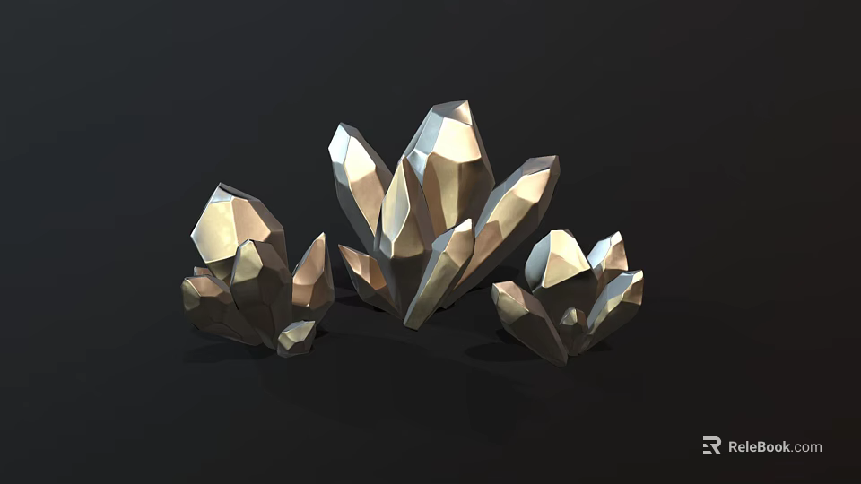 Modern Geometric Crystal Decorative Ornament Set With Shiny Surface And Sculptural Design 3d model 
