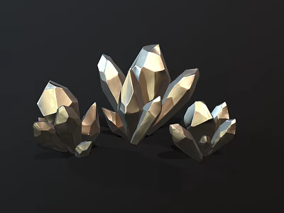 Modern Geometric Crystal Decorative Ornament Set With Shiny Surface And Sculptural Design 3d model