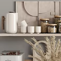 Modern Tableware Set with Kettle Coffee Machine Storage Jars Mugs and Decorative Plants