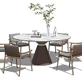 Modern Dining Table and Chair Combination Dining Table and Chair Round Table 3d model