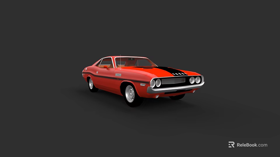 Red Vintage Sports Car With Black Stripes Two Door Design Round Headlights And Classic Exterior 3d model 