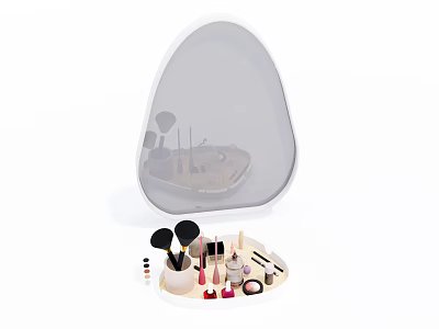 Stylish Cosmetics Organizer with Mirror Makeup Brushes Lipsticks and Powder Compact Holder 3d model