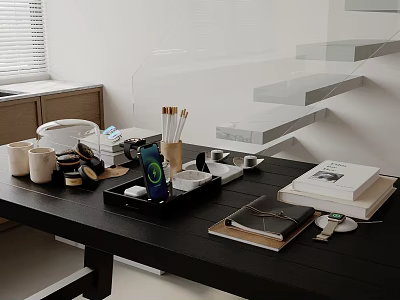 Modern Open Kitchen Interior Design With Island Counter And Stylish Appliances 3d model