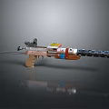 Decorative Gun With Scope Wooden Grip Colored Barrel And Patterned Design Elements 3d model