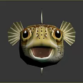 Vibrant Spotted Pufferfish Artistic Model With Open Mouth Large Eyes And Colorful Fins