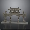 Traditional Chinese Archway With Intricate Carvings And Ornate Roof Design