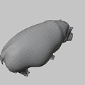 Realistic Hippopotamus Figure Standing Still With Long Shadow On Gray Background