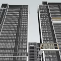 Night View High Rise Residential Landscape With Glass Curtain Walls Illuminated Lights And Waterfront Trees