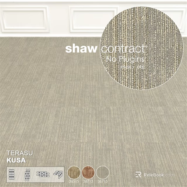 Light Gray Square Carpet With Striped Texture Shaw Contract Rio Pluvial Design 3d model 