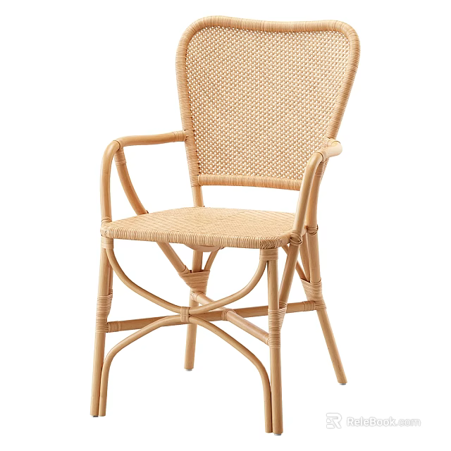 Natural Rattan Lounge Chair With Armrest And Comfortable Design 3d model 