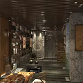 Traditional Teahouse Interior Design With Wooden Decor Bookshelves And Tea Sets