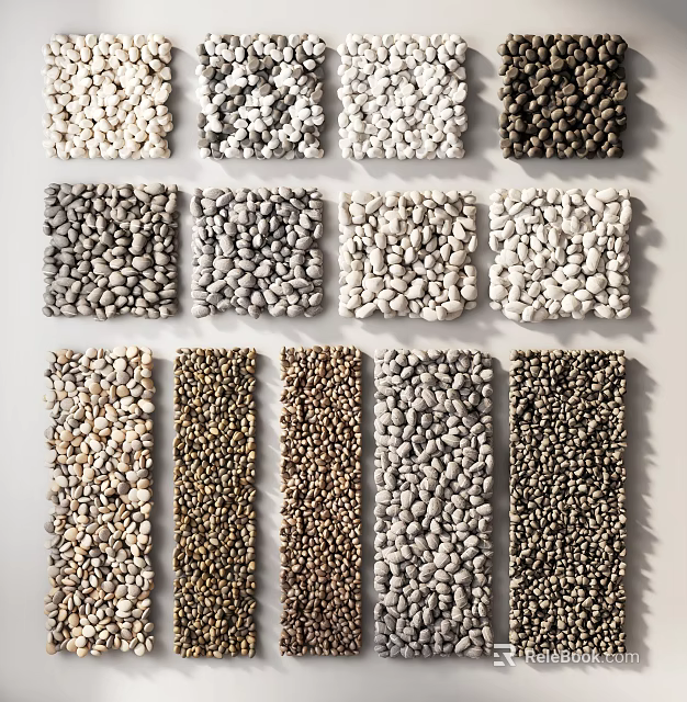 Various Natural Stone Stepping Stones For Garden Pathway With Different Colors And Textures 3d model 